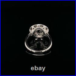 Geometric Late Art Deco Vintage Engagement Ring 2 Ct Diamond 14K White Gold Over