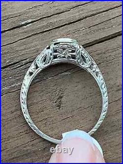 Geometric Late Art Deco Vintage Wedding Ring 1.4 Ct Diamond 14K White Gold Over