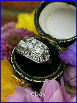 Geometric Late Art Deco Wedding Vintage Ring 14K White Gold Over 2.1 Ct Diamond