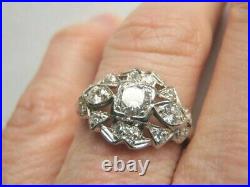Gorgeous Art Deco Platinum Diamond Engagement Ring Sz 5.75- 6 Antique Vintage