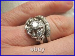 Gorgeous Art Deco Platinum Diamond Engagement Ring Sz 5.75- 6 Antique Vintage