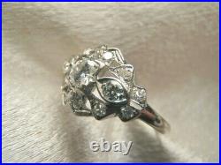 Gorgeous Art Deco Platinum Diamond Engagement Ring Sz 5.75- 6 Antique Vintage