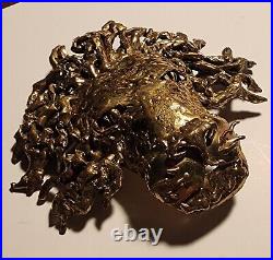 Handmade Brutalist Art Deco Lion Head Vintage Belt Buckle