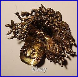 Handmade Brutalist Art Deco Lion Head Vintage Belt Buckle