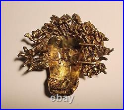 Handmade Brutalist Art Deco Lion Head Vintage Belt Buckle