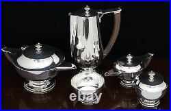 Hard To Find Vintage Art Deco 5pc Mexican Sterling Silver Coffee Tea Set Aladdin