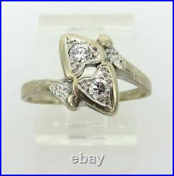 Incredible Art Deco Vintage Engagement Ring 2.2 Ct Diamond 14K White Gold Plated