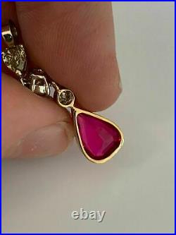 Incredible Vintage Art Deco Engagement Pendant 14K Yellow Gold Over 1.71 Ct Ruby