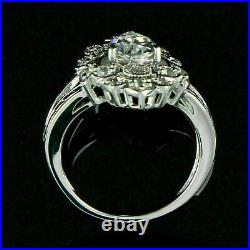 Incredible Vintage Art Deco Engagement Ring 14K White Gold Over 2.01 Ct Diamond