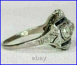Incredible Vintage Art Deco Engagement Ring 14K White Gold Over 2.58 Ct Diamond