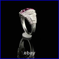 Inspire Vintage Art Deco Engagement Ring 2.02 Ct VVS1 Ruby 14K White Gold Over