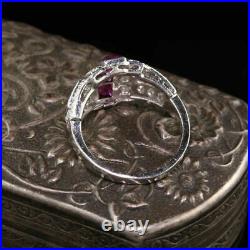 Inspire Vintage Art Deco Engagement Ring 2.02 Ct VVS1 Ruby 14K White Gold Over