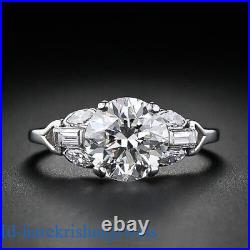 Lab-Created 2.10CT Round Cut Diamond Antique Art Deco Engagement & Wedding Ring