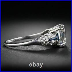 Lab-Created 2CT Diamond Art Deco Vintage Ring Engagement Ring 14K White Gold FN