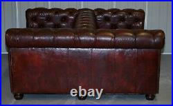 Large Oxblood Vintage Leather Double Sided Chesterfield Tufted Conversation Sofa