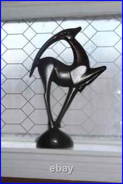 Large Vintage Haeger Pottery Art Deco Gazelle Statue Bronze 21