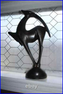 Large Vintage Haeger Pottery Art Deco Gazelle Statue Bronze 21