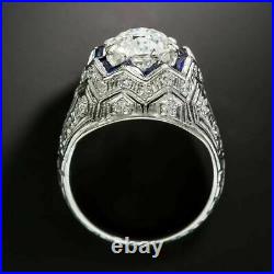 Late Art Deco Vintage Antique Wedding Ring 2.71CT Moissanite 14k White Gold Over