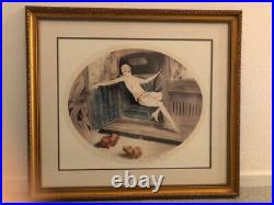 Louis Icart Beautifully Framed Vintage Print 19-29 Art Deco Woman and Dogs