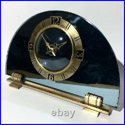 Magnificent Art Deco Smiths Sectric Mirrored Glass & Brass Vintage Mantle Clock