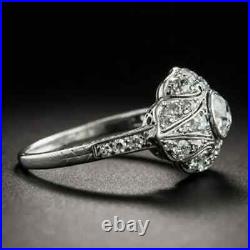 Magnificent Circa Vintage Art Deco Ring 14K White Gold Over 1.27 CT VVS1 Diamond