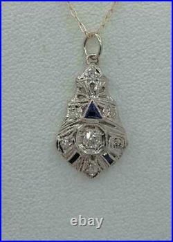 Magnificent Circa Vintage Art Deco Wedding Pendant 14K White Gold 1.1 Ct Diamond