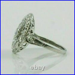 Magnificent Circa Wedding Vintage Art Deco Ring 14K White Gold Over 1 Ct Diamond