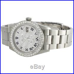 Mens Rolex Datejust 36mm Roman # Diamond Dial Watch Oyster Stainless Steel 4 Ct