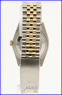 Mens Vintage ROLEX Oyster Perpetual Datejust 36mm Gold DIAMOND Blue Dial Watch