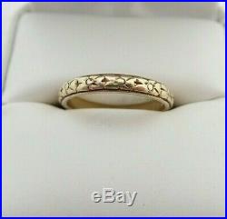 Minty Antique Art Deco 18k Yellow Gold Forget Me Not Eternity Band Ring Sz 7