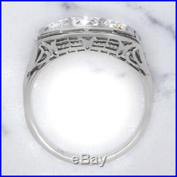 Old European Cut F Si Diamond Engagement Ring Vintage 3 Stone Antique Art Deco