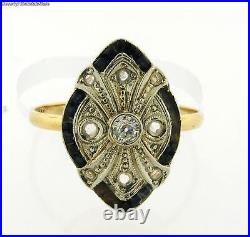 Original Art Deco Sapphires Diamonds Platinum 18K Yellow Gold Ring