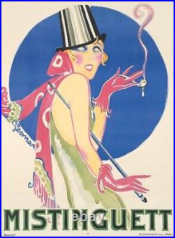 Original Vintage Poster Gesmar Mistinguette 1924 Art Deco Top Hat Cabaret