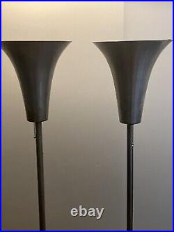 PAIR! 2 Machine Age Art Deco Modern Floor Lamps Torchieres Nessen Deskey Rohde