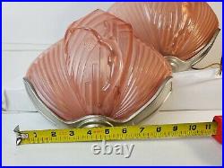 Pair Art Deco Vintage Clam Shell Theater Light Sconce NESDAM Naked Lady Design