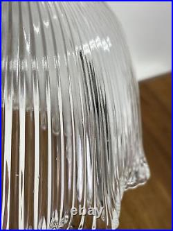 Pair Vtg Victorian Art Deco Holophane Style Glass Lamp Shades Ribbed 2 1/4 7.5w