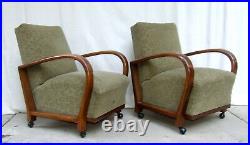 Pair of Art Deco Armchairs. Club Cocktail Chairs. 1920 Vintage Antique Halabala