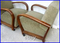 Pair of Art Deco Armchairs. Club Cocktail Chairs. 1920 Vintage Antique Halabala