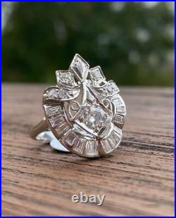 Perfect Art Deco Anniversary Vintage Ring 14K White Gold 1.68 Ct VVS1 Diamond