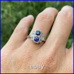 Perfect Art Deco Vintage Engagement Ring 925 Sterling Silver 2.5Ct VVS1 Sapphire