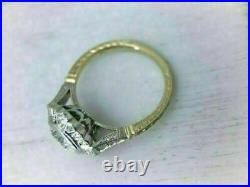Perfect Art Deco Vintage Engraved Ring 14K White Gold Over 2Ct Simulated Diamond