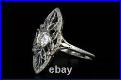Perfect Art Deco Vintage Estate Wedding Ring 1.6 Ct Diamond 14K White Gold Over