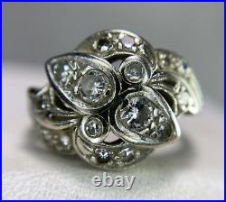 Perfect Art Deco Vintage Fine Ring 2.3Ct Simulated Diamond 14K White Gold Plated