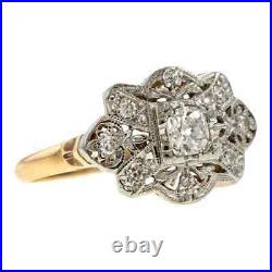 Perfect Art Deco Vintage Sparkle Ring 14K Yellow Gold Plated 2.4Ct Round Diamond