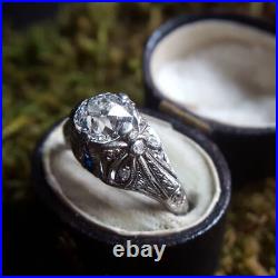 Perfect Art Deco Vintage Wedding Ring 2Ct Simulated Diamond 14K White Gold Over