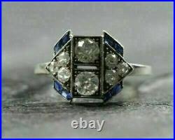 Perfect Vintage Art Deco Engagement Ring 14K White Gold Plated 2.08 Ct Diamond