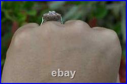 Perfect Vintage Art Deco Engagement Ring 2 Ct Round Diamond 14K White Gold Over
