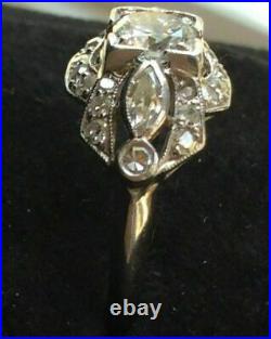 Perfect Vintage Art Deco Estate Ring 1.3CT Simulated Diamond 14K White Gold Over