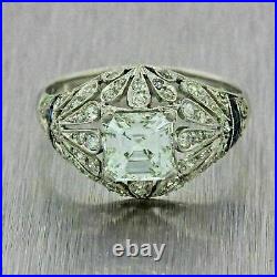 Perfect Vintage Art Deco Wedding Ring 2 Ct Simulated Diamond 14K White Gold Over