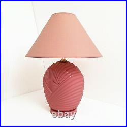 Pink 80s Glass Table Lamp Midcentury Modern Vintage Retro Hollywood Regency